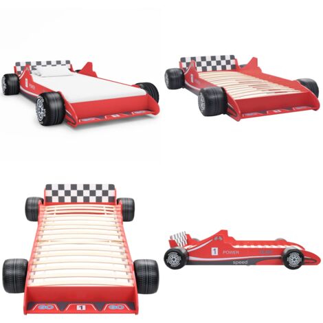 Letto Bimbo ad Auto da Corsa 90x200 cm Rosso - Letto auto da corsa - Letto per bambini in rosso