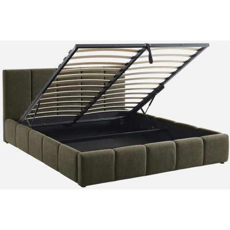 Letto box con rete a doghe e testiera 160 x 200 cm, bouclé