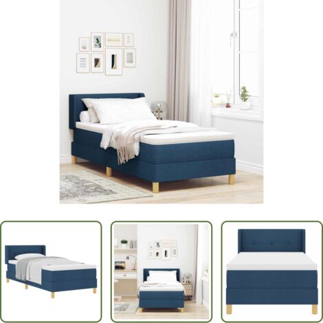 Letto box spring -  Letto a molle con materasso Blu 190 x 90 cm Tessuto
