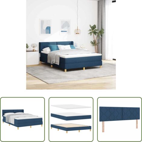 Letto box spring -  Letto a molle con materasso Blu 200 x 160 cm Tessuto