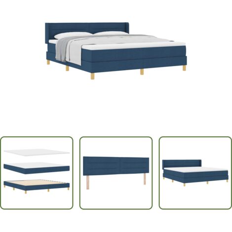Letto box spring -  Letto a molle con materasso Blu 200 x 180 cm Tessuto