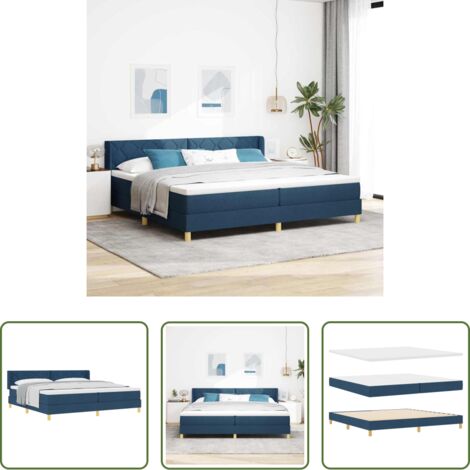 Letto box spring -  Letto a molle con materasso Blu 200 x 200 cm Tessuto