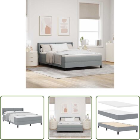 Letto box spring -  Letto a molle con materasso Grigio chiaro 190 x 140 cm Tessuto