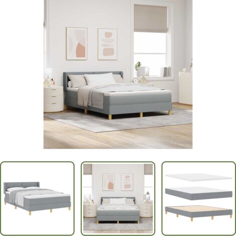 Letto box spring -  Letto a molle con materasso Grigio chiaro 200 x 160 cm Tessuto