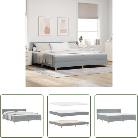 Letto box spring -  Letto a molle con materasso Grigio chiaro 200 x 200 cm Tessuto