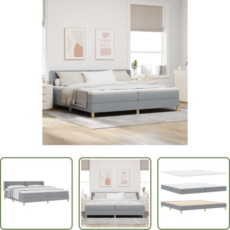 Letto box spring -  Letto a molle con materasso Grigio chiaro 200 x 200 cm Tessuto