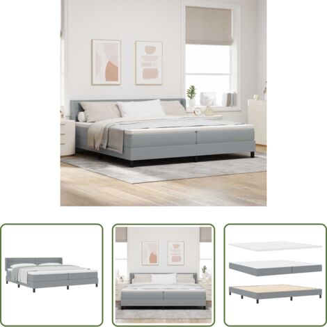 Letto box spring -  Letto a molle con materasso Grigio chiaro 200 x 200 cm Tessuto