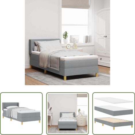 Letto box spring -  Letto a molle con materasso Grigio chiaro 200 x 80 cm Tessuto