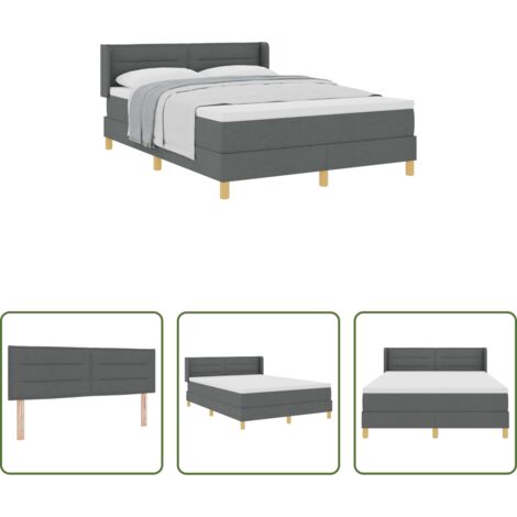 Letto box spring -  Letto a molle con materasso Grigio scuro 200 x 160 cm Tessuto