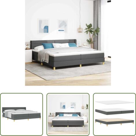 Letto box spring -  Letto a molle con materasso Grigio scuro 200 x 200 cm Tessuto