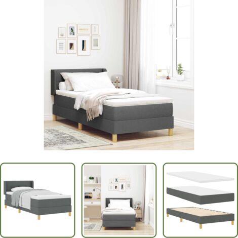 Letto box spring -  Letto a molle con materasso Grigio scuro 200 x 80 cm Tessuto