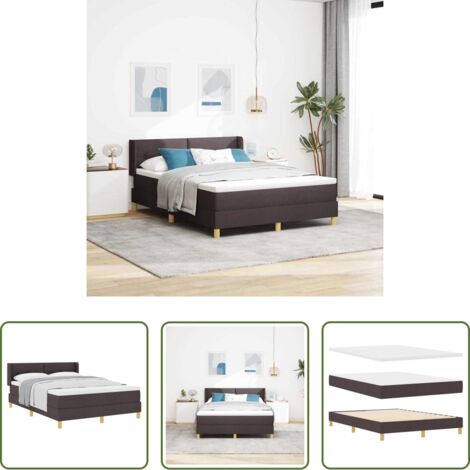 Letto box spring -  Letto a molle con materasso Marrone Scuro 190 x 140 cm Tessuto