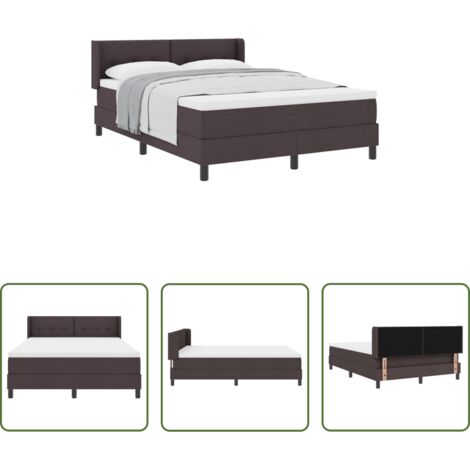 Letto box spring -  Letto a molle con materasso Marrone Scuro 200 x 160 cm Tessuto