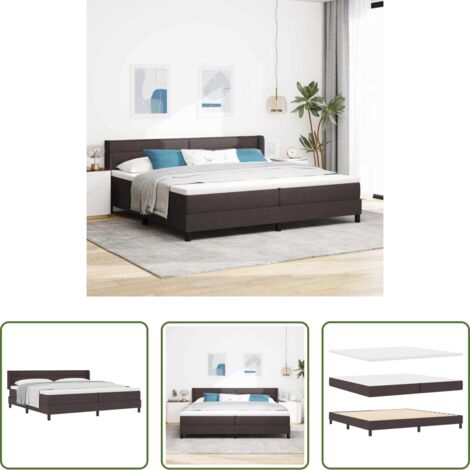 Letto box spring -  Letto a molle con materasso Marrone Scuro 200 x 200 cm Tessuto