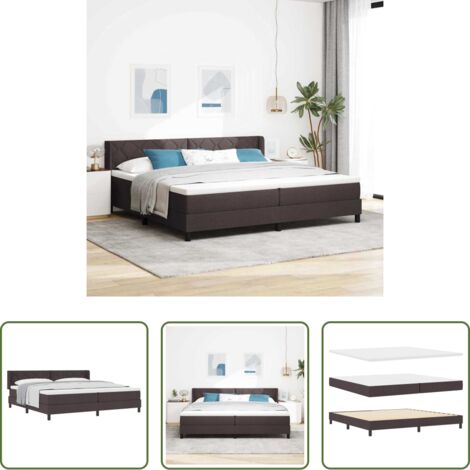 Letto box spring -  Letto a molle con materasso Marrone Scuro 200 x 200 cm Tessuto