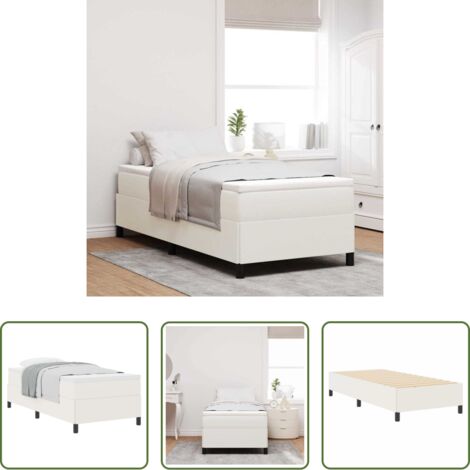 Letto Box Spring -  Letto a molle Crema 80 x 200 cm Tessuto in Cords