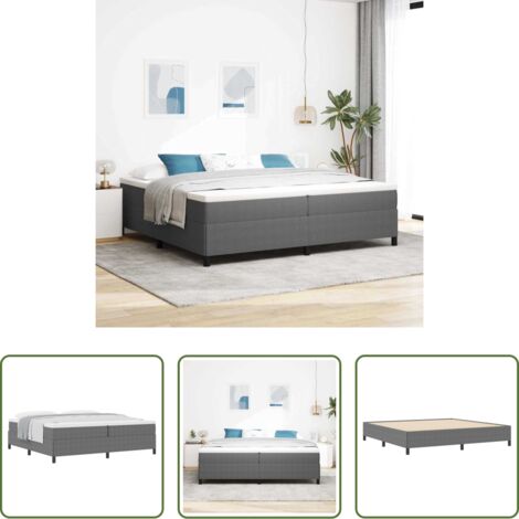 Letto Box Spring -  Letto a molle Grigio chiaro 200 x 200 cm Tessuto in Cords