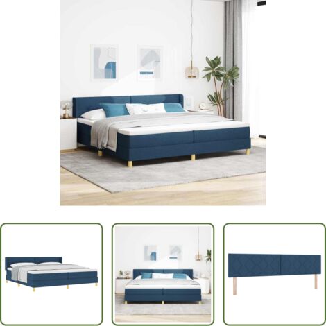 Letto box spring -  Letto a Molle&lt / strong&gt Blu 200 x 200 cm Tessuto