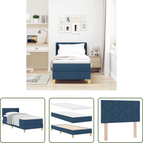 Letto box spring -  Letto a Molle&lt / strong&gt Blu 80 x 200 cm Tessuto