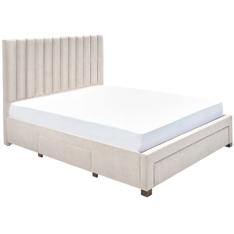 Letto con 3 cassetti 160 x 200 cm Tessuto Beige - LIAKO