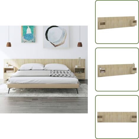 Letto con armadietti - vidaXL Testiera Letto con Armadietti Legno Multistrato Rovere Sonoma - Testiera con armadietti