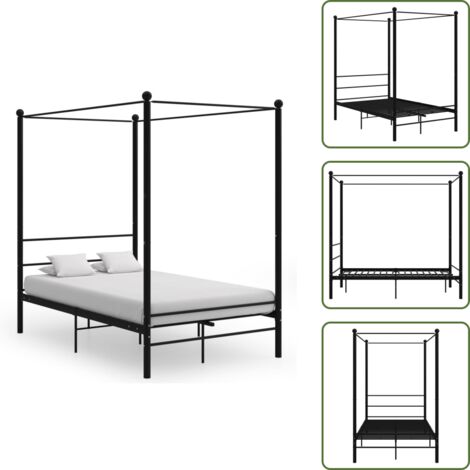 Letto con baldacchino - vidaXL Letto a Baldacchino Nero in Metallo 120x200 cm -