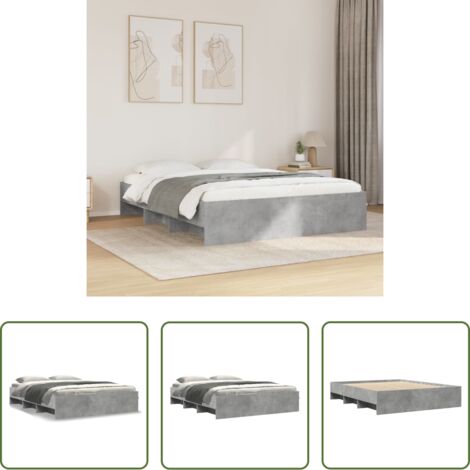 Letto con base a doghe -  Giroletto Grigio Cemento 150x200 cm in Legno Multistrato