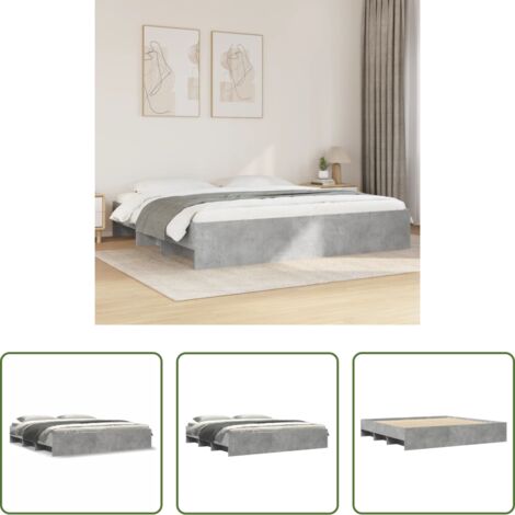 Letto con base a doghe -  Giroletto Grigio Cemento 200x200 cm in Legno Multistrato