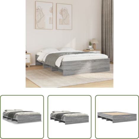 Letto con base a doghe -  Giroletto Grigio Sonoma 120x200 cm in Legno Multistrato