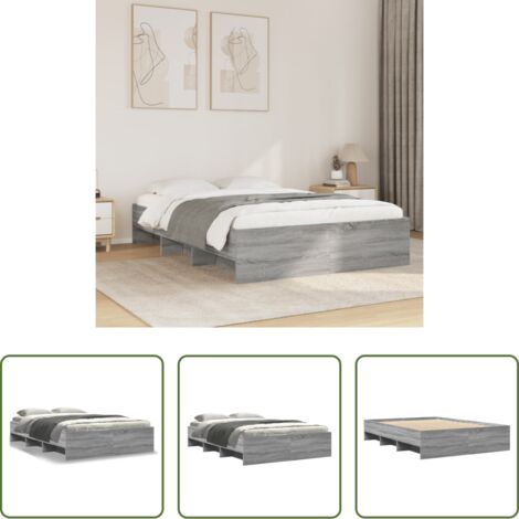 Letto con base a doghe -  Giroletto Grigio Sonoma 140x190 cm in Legno Multistrato