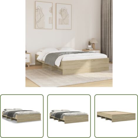 Letto con base a doghe -  Giroletto Rovere Sonoma 135x190 cm in Legno Multistrato