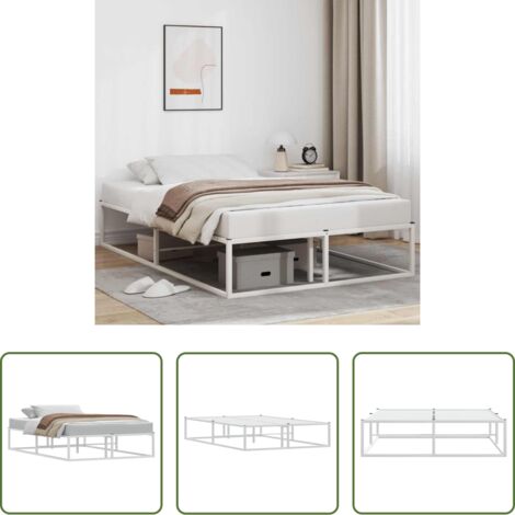 Letto con base a doghe -  Giroletto senza Materasso Bianco 120x200 cm in Metallo