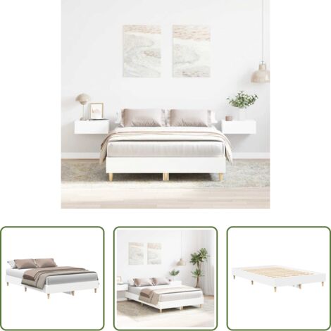 Letto con base a doghe -  Giroletto senza Materasso Bianco 120x200 cm Legno Multistrato