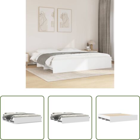Letto con base a doghe -  Giroletto senza Materasso Bianco 180x200 cm Legno Multistrato