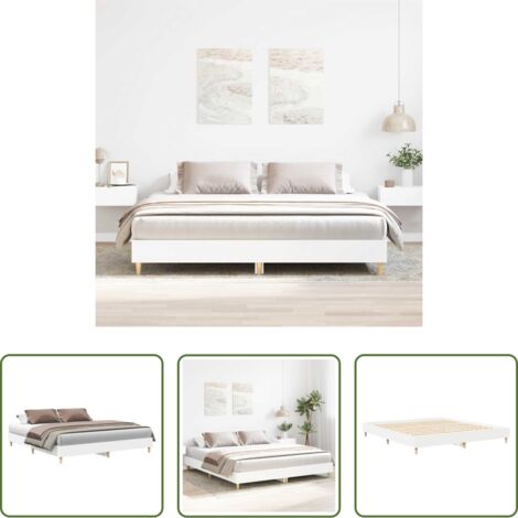 Letto con base a doghe -  Giroletto senza Materasso Bianco 200x200 cm Legno Multistrato