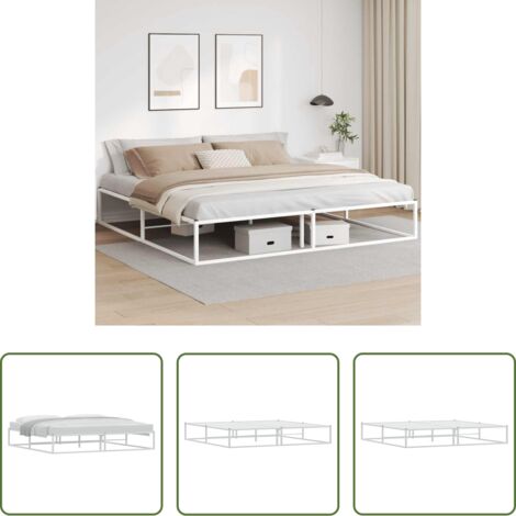 Letto con base a doghe -  Giroletto senza Materasso Bianco 200x200 cm Metallo