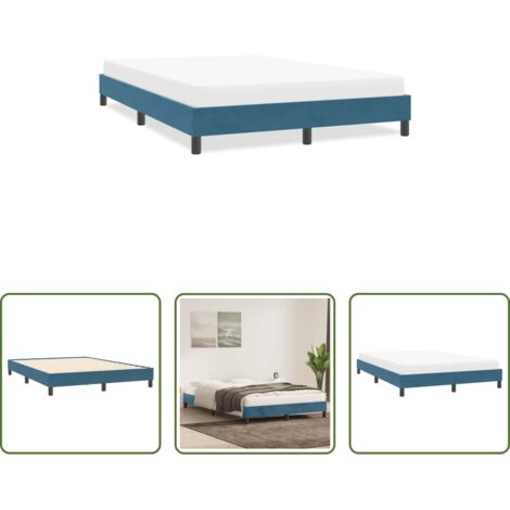 Letto con base a doghe -  Giroletto senza Materasso Blu Scuro 140x210 cm in Velluto