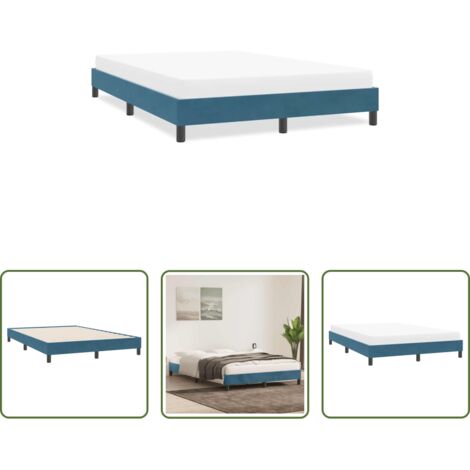 Letto con base a doghe -  Giroletto senza Materasso Blu Scuro 140x220 cm in Velluto