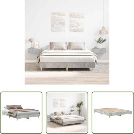 Letto con base a doghe -  Giroletto senza Materasso Grigio Cemento 140x200 cm Truciolato