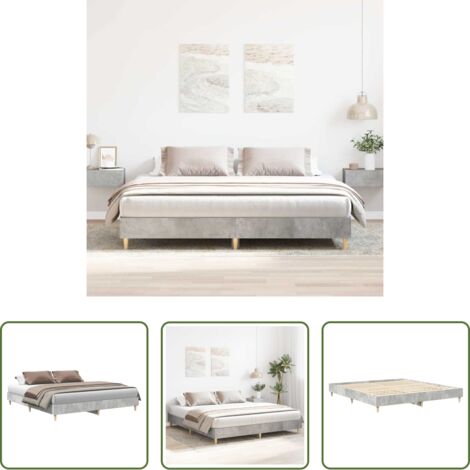 Letto con base a doghe -  Giroletto senza Materasso Grigio Cemento 200x200 cm Truciolato