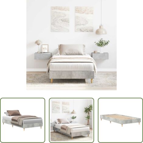Letto con base a doghe -  Giroletto senza Materasso Grigio Cemento 75x190 cm Truciolato