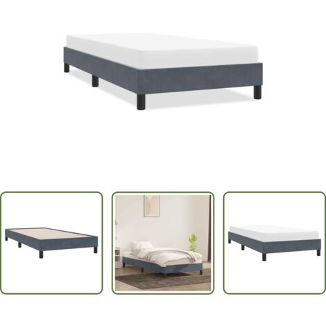 Letto con base a doghe -  Giroletto senza Materasso Grigio Scuro 90x220 cm Velluto