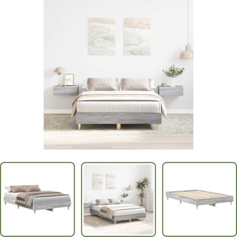 Letto con base a doghe -  Giroletto senza Materasso Grigio Sonoma 120x200 cm Truciolato