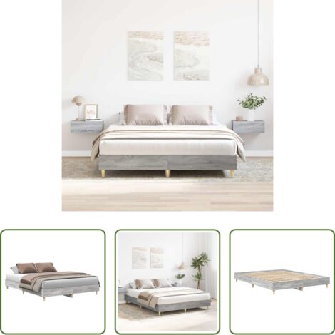 Letto con base a doghe -  Giroletto senza Materasso Grigio Sonoma 150x200 cm Truciolato
