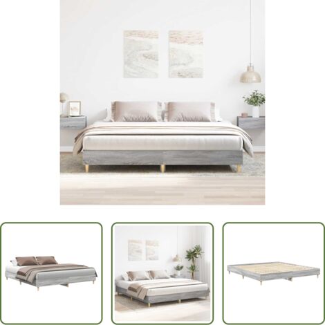 Letto con base a doghe -  Giroletto senza Materasso Grigio Sonoma 200x200cm in Truciolato