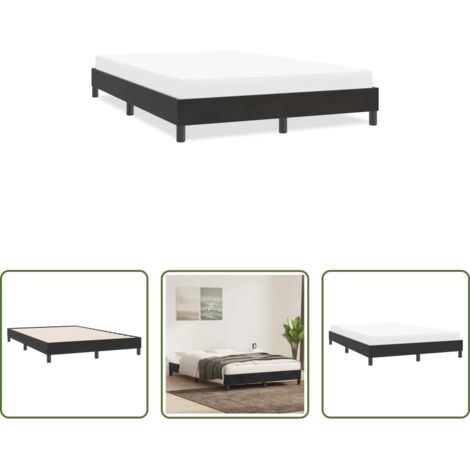 Letto con base a doghe -  Giroletto senza Materasso Nero 140x220 cm in Velluto