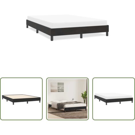 Letto con base a doghe -  Giroletto senza Materasso Nero 160x210 cm in Velluto