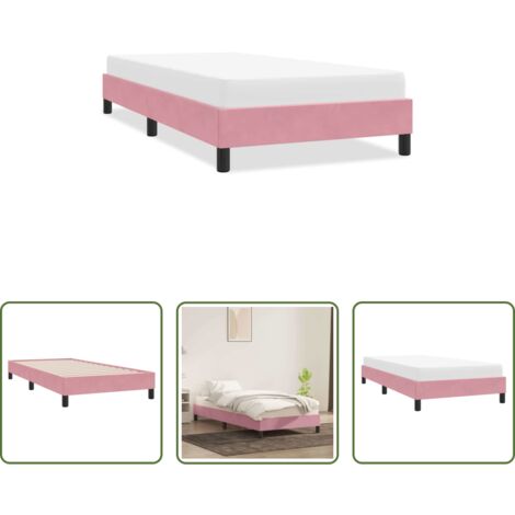 Letto con base a doghe -  Giroletto senza Materasso Rosa 100x220 cm Velluto