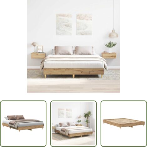 Letto con base a doghe -  Giroletto senza Materasso Rovere Artigianale 150x200 cm