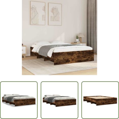 Letto con base a doghe -  Giroletto senza Materasso Rovere Fumo 120x190 cm in Truciolato